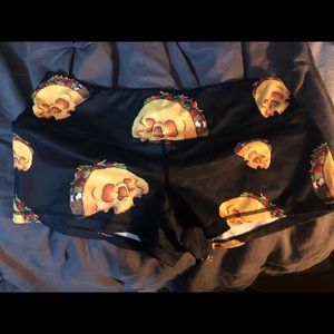 RARE Feed Me Fight Me Taco Skull Shorts L